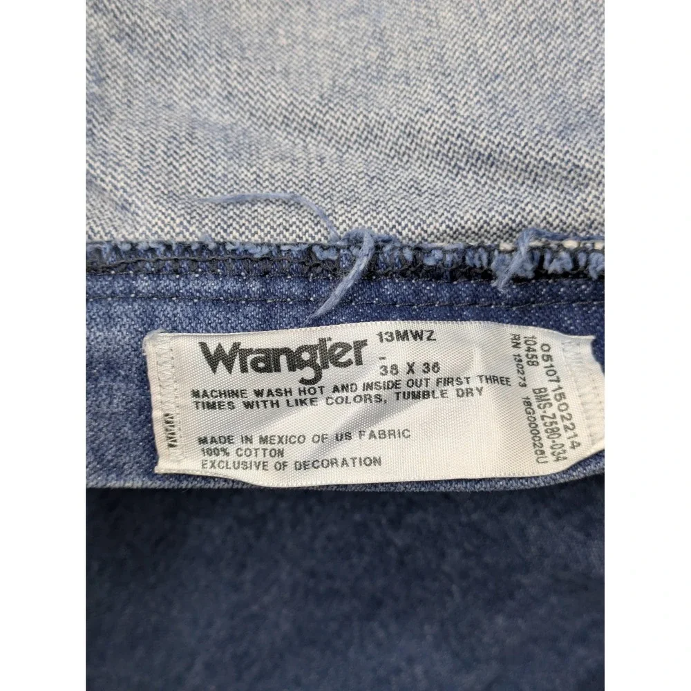 Wrangler 13MWZ Jeans Mens 38x36 (36x35) Blue Denim Cowboy Western Straight Leg
